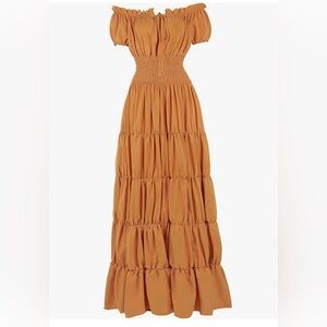 Renaissance Fair ( medieval) Orange / gold Off-Shoulder Maxi Dress NWT 2XL